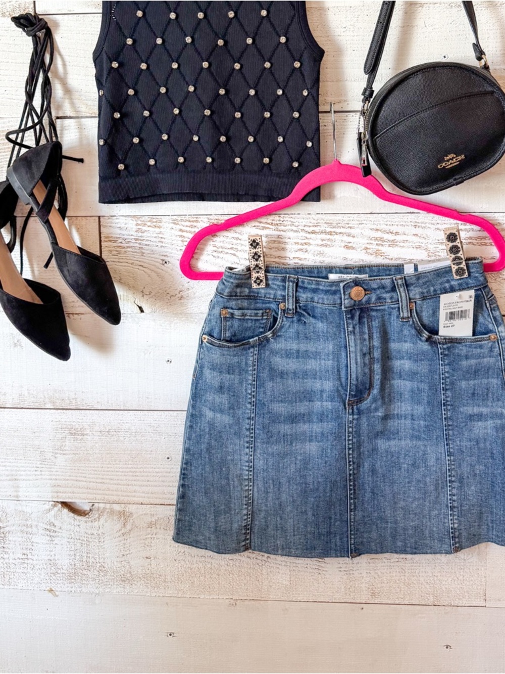 Denim A-Line Mini Skirt - Blue